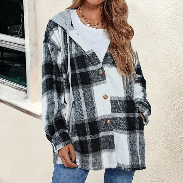 Lillymoda | Celine - Karierte Jacke mit Kapuze