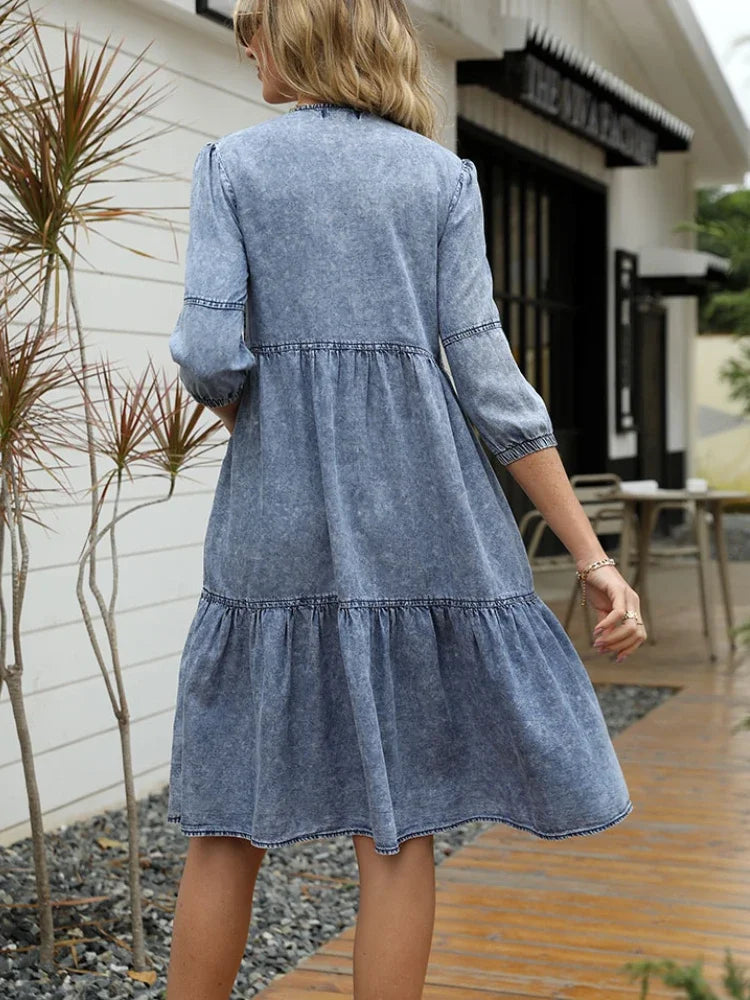Lillymoda | Eleanor - Langärmeliges Kleid aus Denim