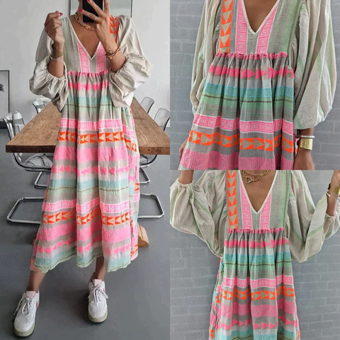 Lillymoda | Aurora - Stilvolles Böhmisches Kleid mit Laternenärmeln
