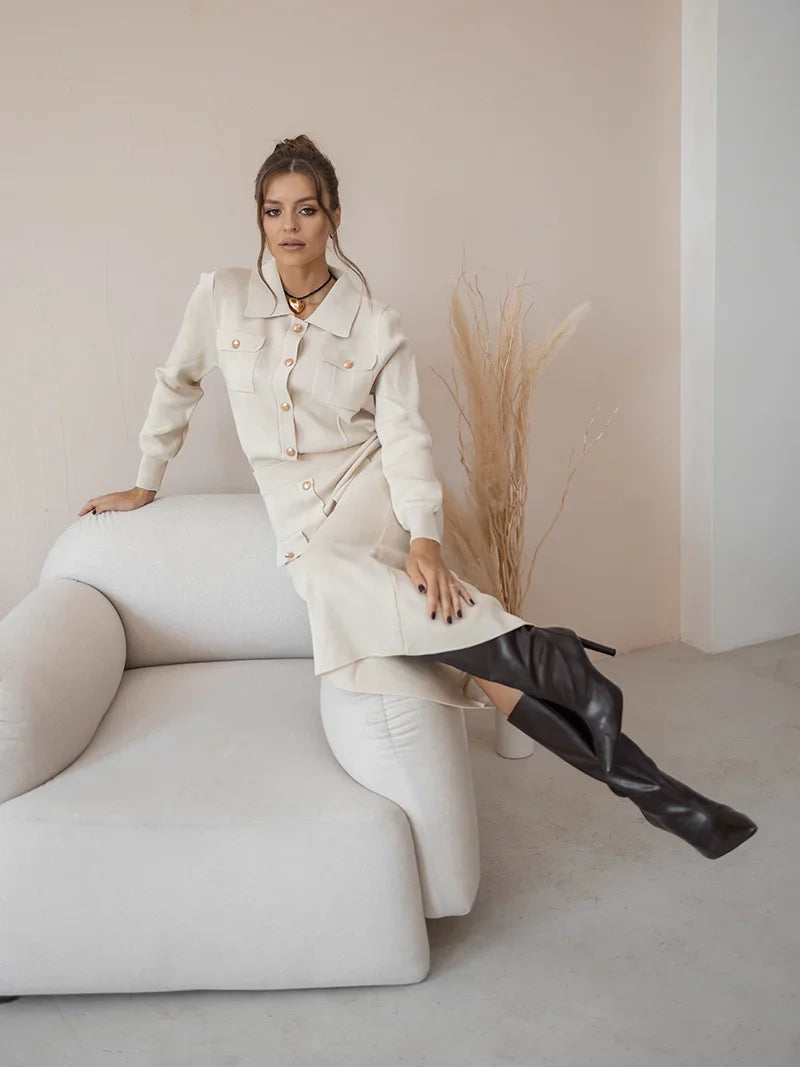 Lillymoda | Aurora - Elegantes Gestricktes Set [Blazer+Rock]