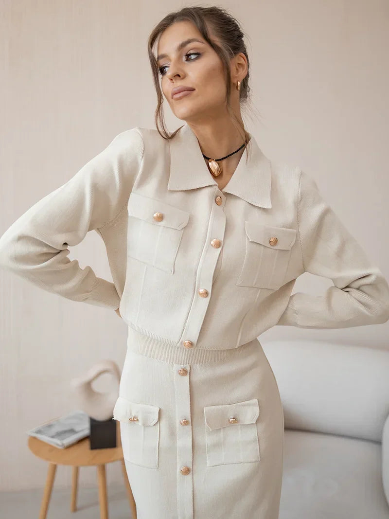 Lillymoda | Aurora - Elegantes Gestricktes Set [Blazer+Rock]