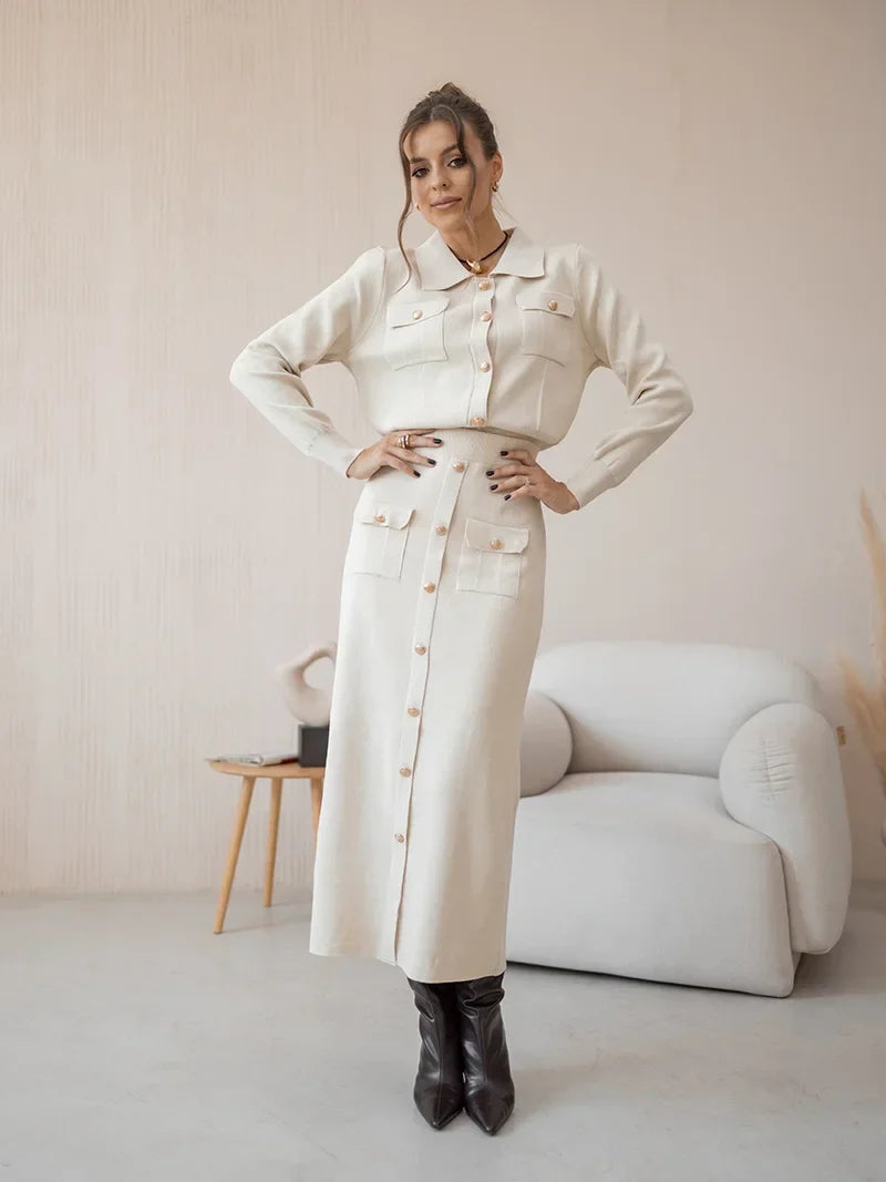 Lillymoda | Aurora - Elegantes Gestricktes Set [Blazer+Rock]