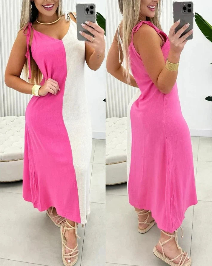 Lillymoda | Janelle - Lässiges ärmelloses Kleid mit V-Ausschnitt
