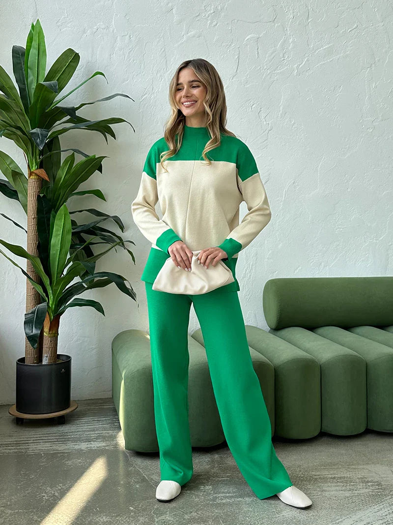 Lillymoda | Izabella - Elegantes Zweifarbiges Strickset [Pullover+Hose]