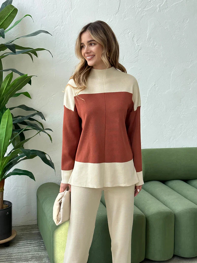 Lillymoda | Izabella - Elegantes Zweifarbiges Strickset [Pullover+Hose]