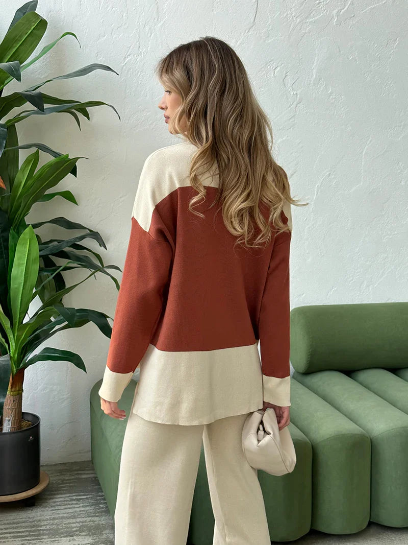 Lillymoda | Izabella - Elegantes Zweifarbiges Strickset [Pullover+Hose]