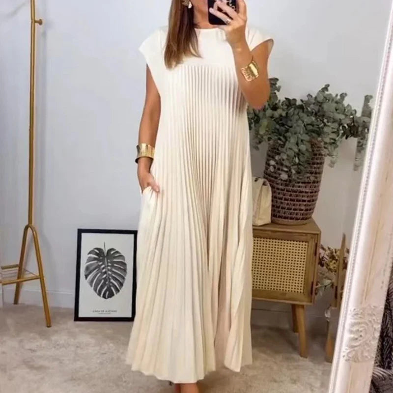 Lillymoda | Allie - Lässiges Langes Plisseekleid