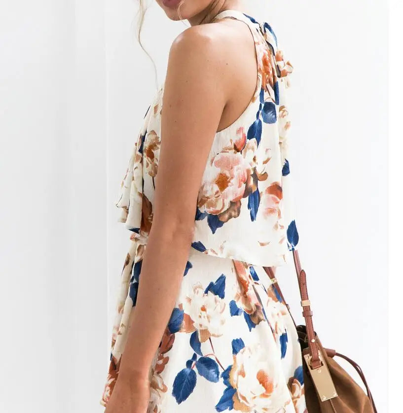 Yuliana – Chiffon-Jumpsuit mit Rüschen und Halsträger