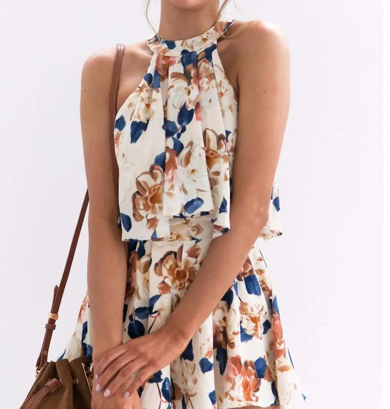 Yuliana – Chiffon-Jumpsuit mit Rüschen und Halsträger