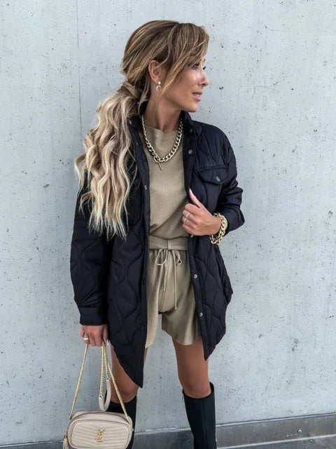 Lillymoda | Elaina - Daunenjacke mit Kariertem Kragen