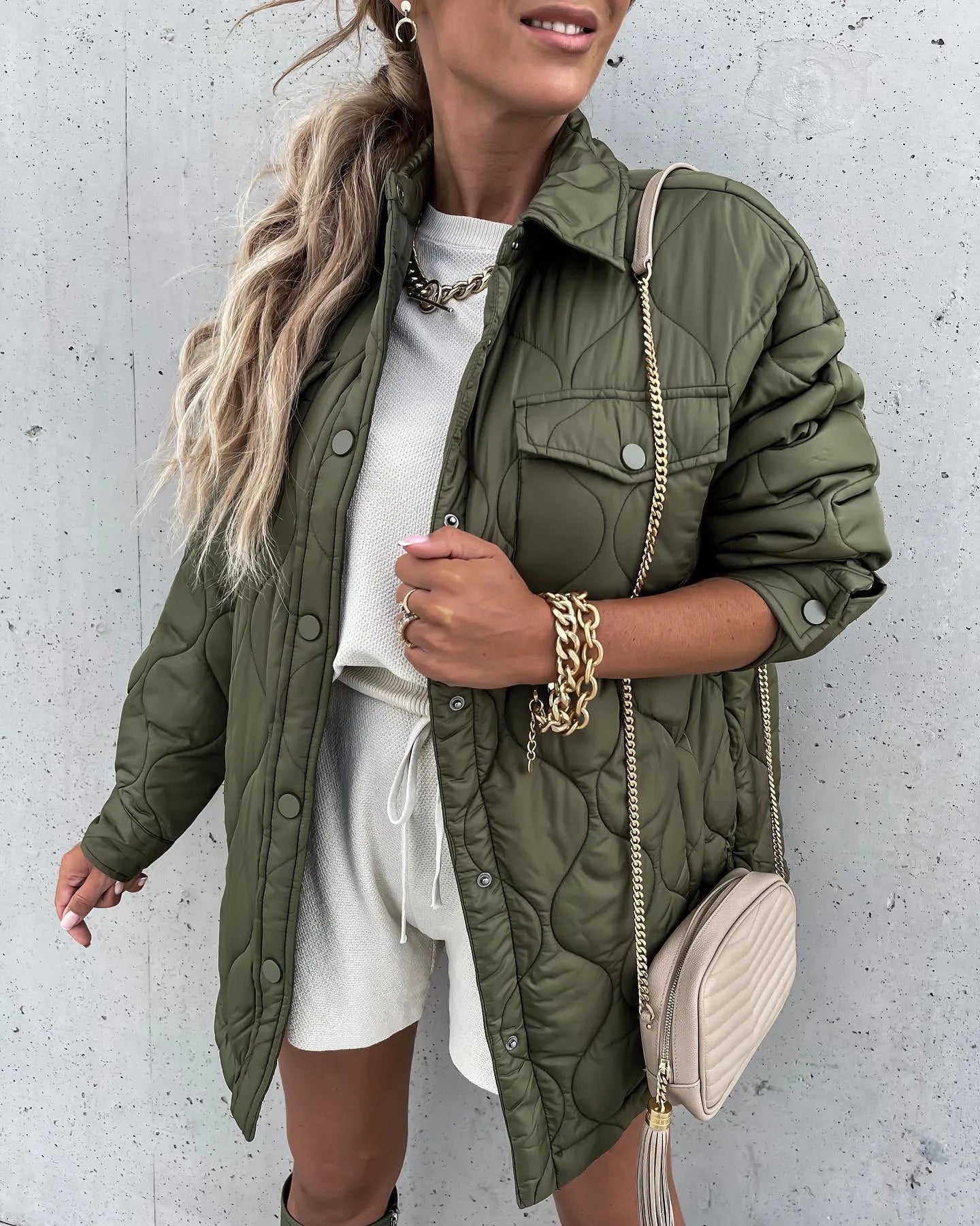Lillymoda | Elaina - Daunenjacke mit Kariertem Kragen