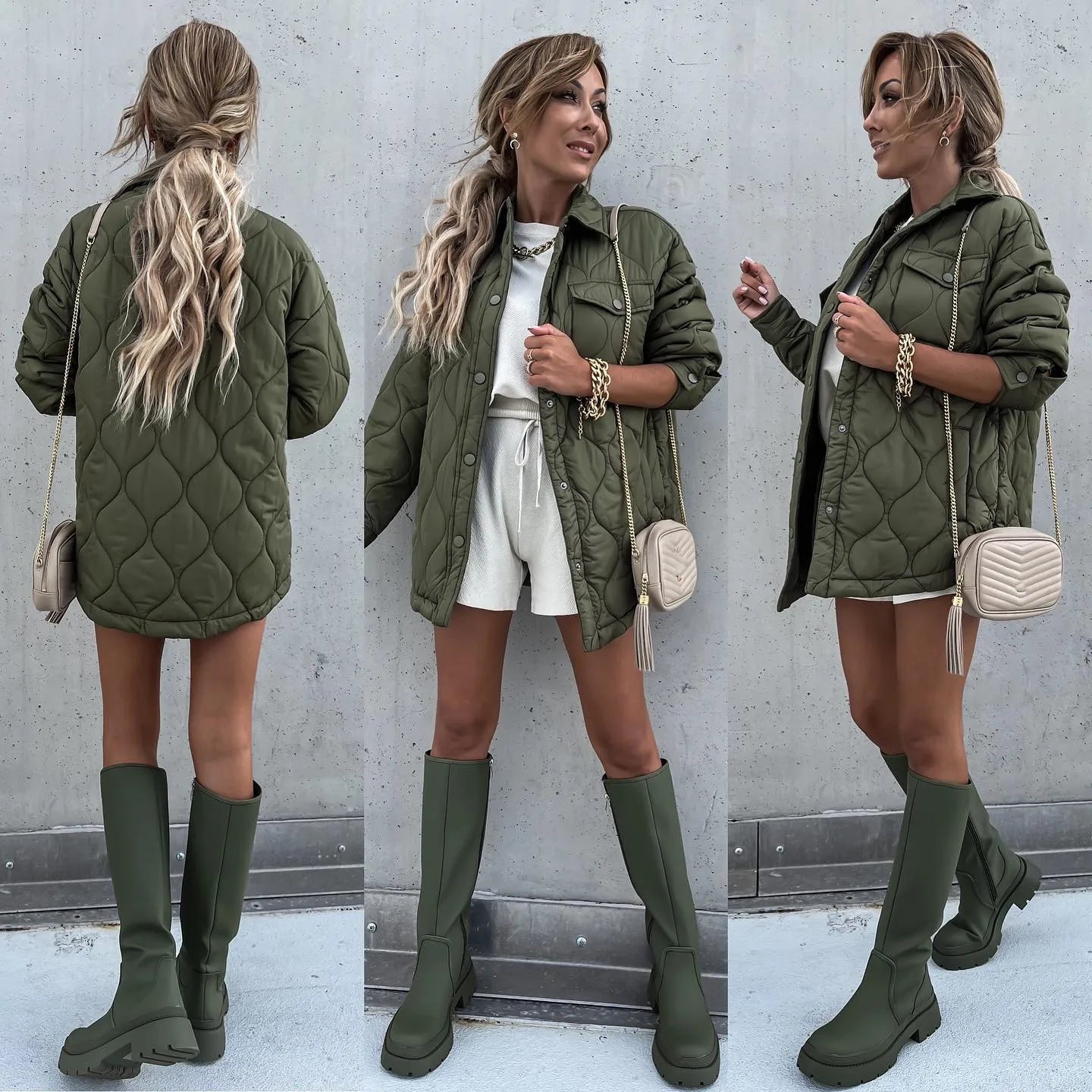 Lillymoda | Elaina - Daunenjacke mit Kariertem Kragen