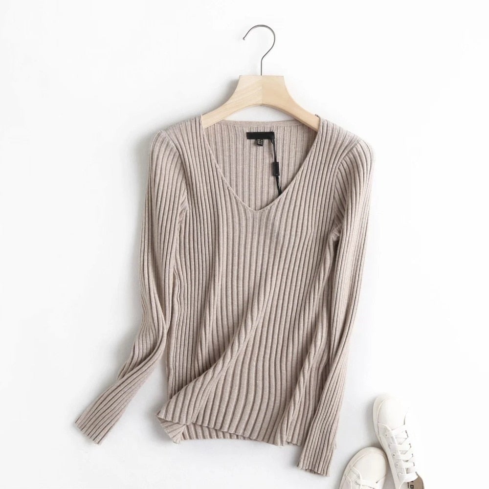 Damen-Strickpullover mit V-Ausschnitt