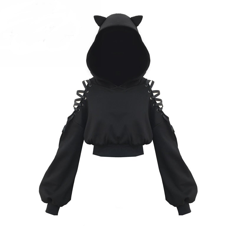 Damen-Sweatshirt mit Schnürung an den Schultern