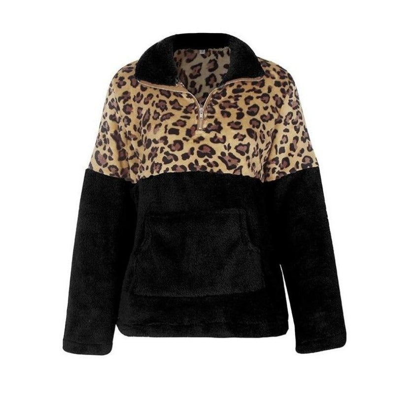 Leoparden-Fleece-Sweatshirt für Damen
