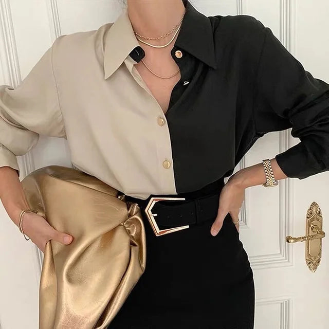 Lillymoda | Brianna - Zweifarbige Vintage-Bluse
