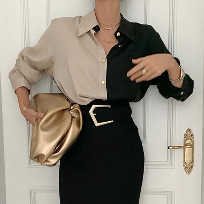 Lillymoda | Brianna - Zweifarbige Vintage-Bluse