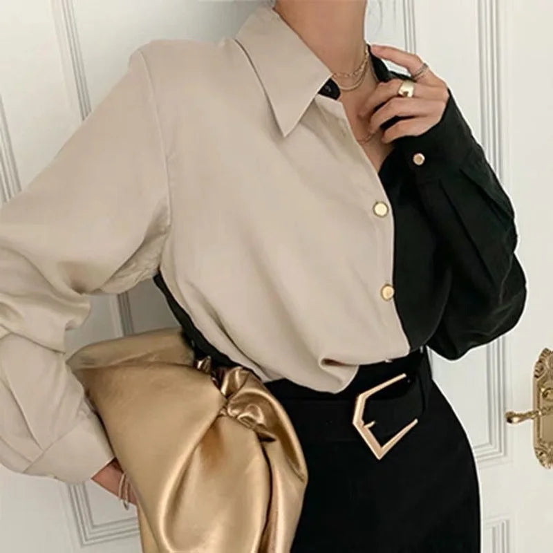 Lillymoda | Brianna - Zweifarbige Vintage-Bluse