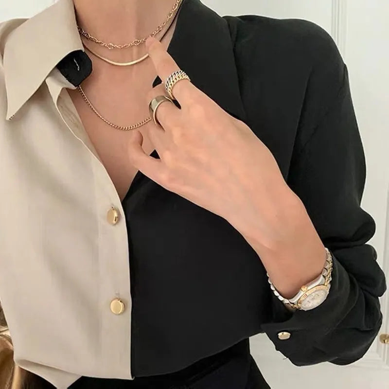 Lillymoda | Brianna - Zweifarbige Vintage-Bluse