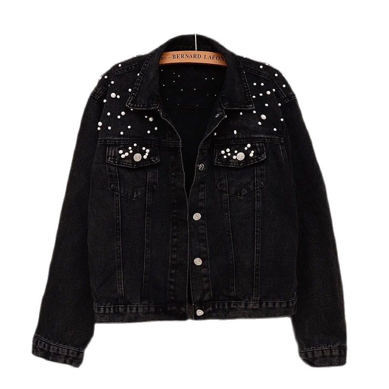 Perlenbesetzte Jeansjacke für Damen