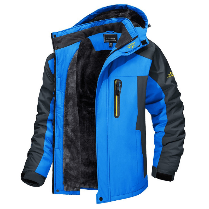 Herren-Softshelljacke – mit Fleece gefüttert – mit Kapuze – Windbreaker-Jacke – wetterfeste Jacken