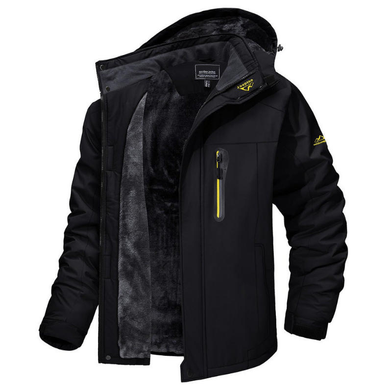 Herren-Softshelljacke – mit Fleece gefüttert – mit Kapuze – Windbreaker-Jacke – wetterfeste Jacken