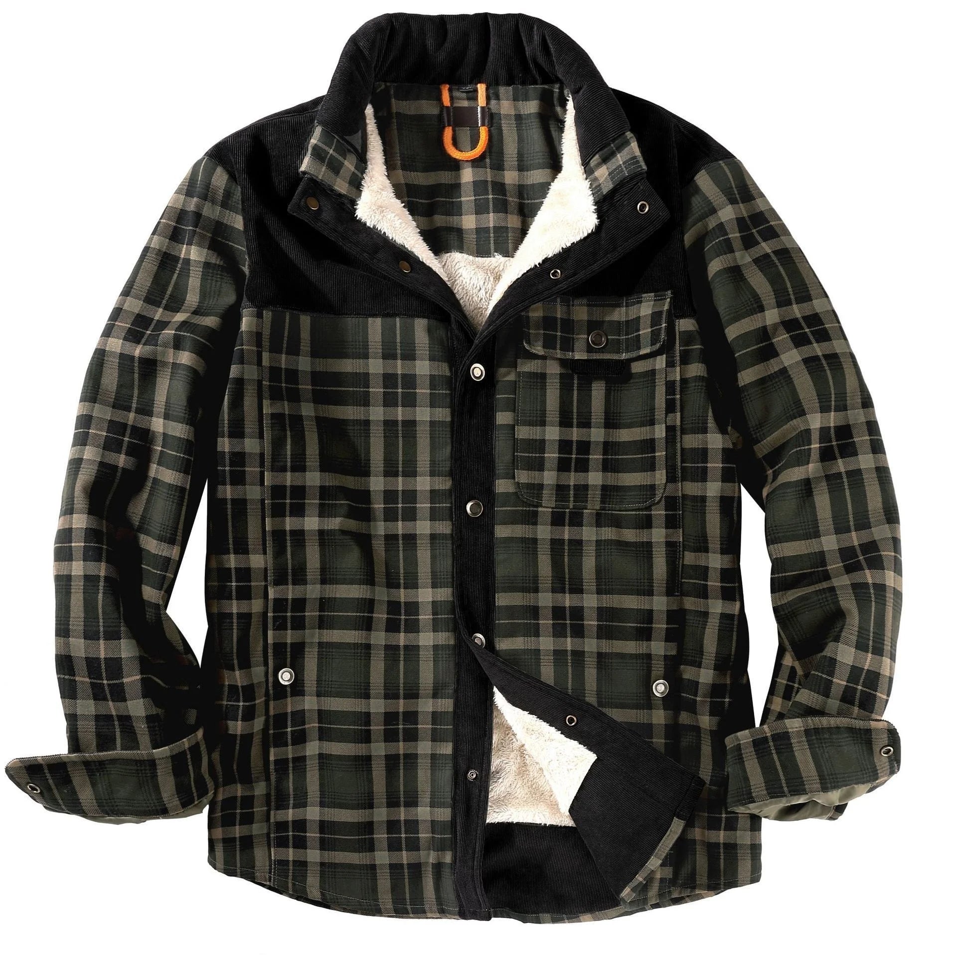 Holzfällerhemd für Herren | Karo | mit Knöpfen | Fleece-Holzfällerjacke | Holzfällerjacke