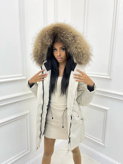 Lillymoda | Abigail - Wintermantel mit Pelzkragen