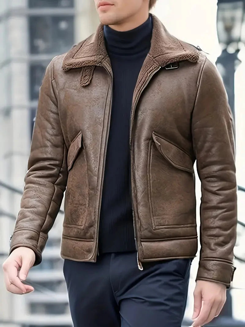 Idris Kunstlederjacke | Fleecegefütterte Winterjacke für Männer