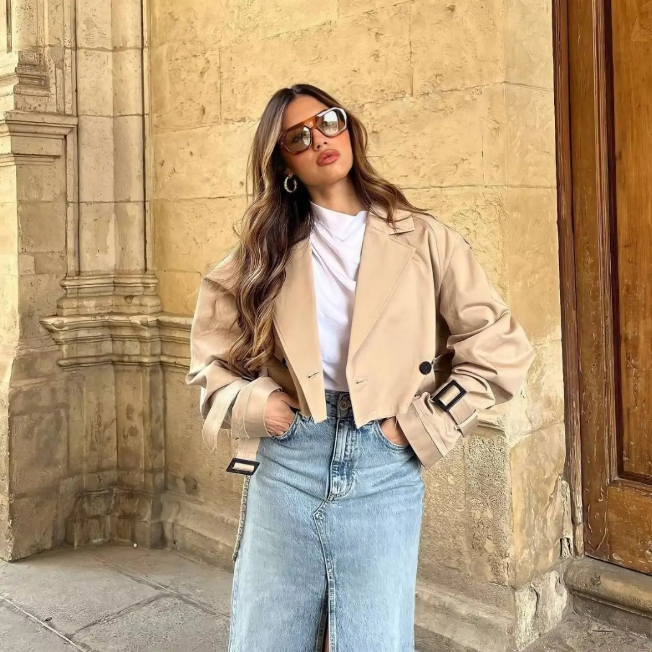 Lillymoda | Ari - lässiger verkürzter schicker Trenchcoat