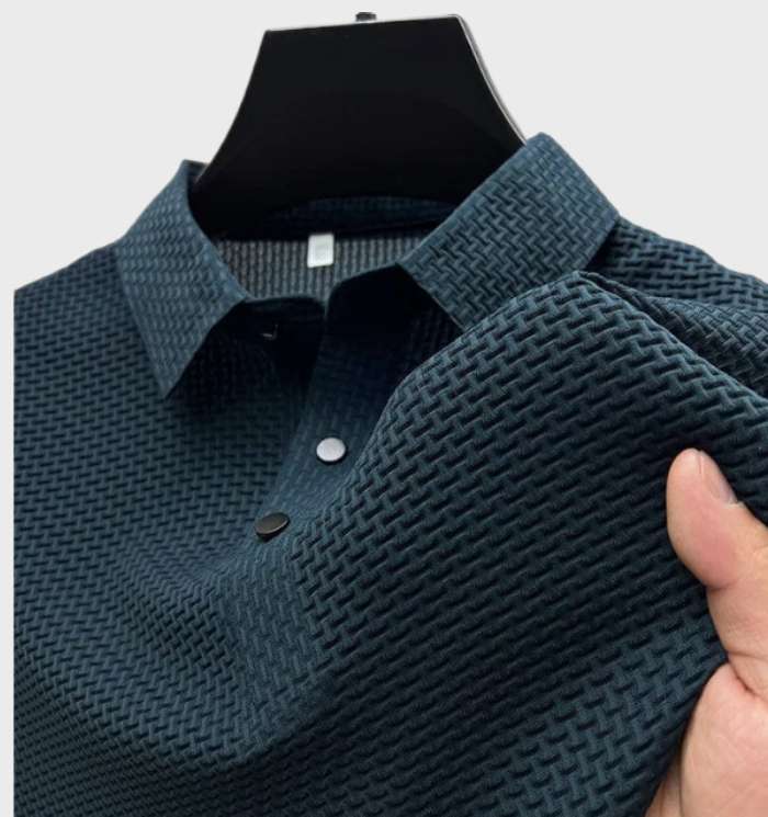 SamtGlanz Herren Seidenpoloshirt mit Kurzen Ärmeln