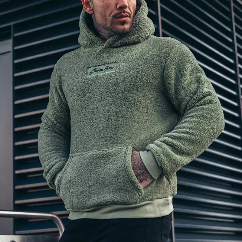 Plüsch-Langarmpullover mit Kapuze - Louis