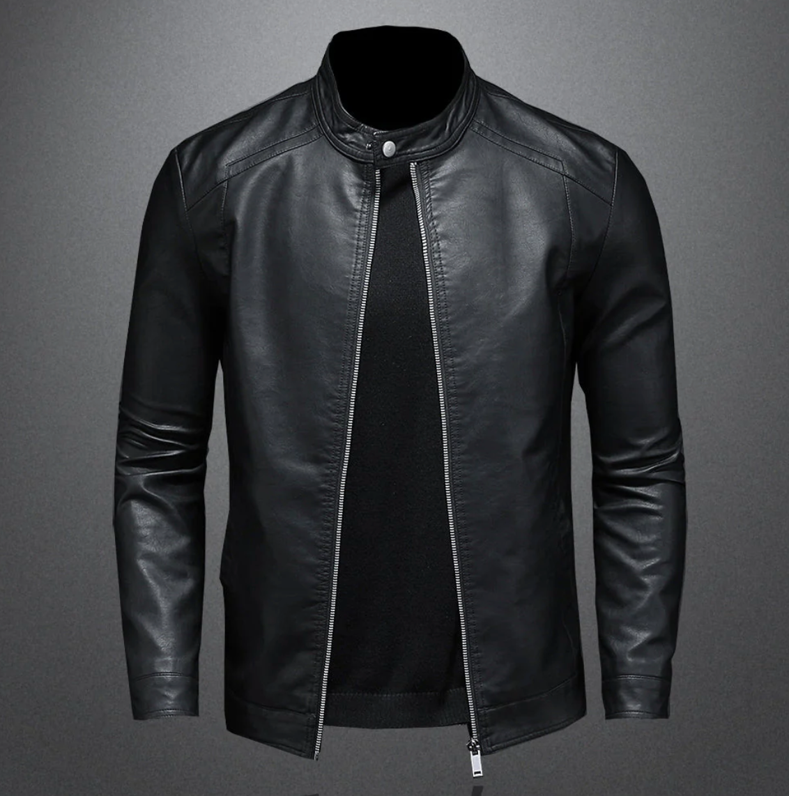 Lederjacke – Reißverschluss – Slim Fit – Bikerjacke – Herren-Lederjacke
