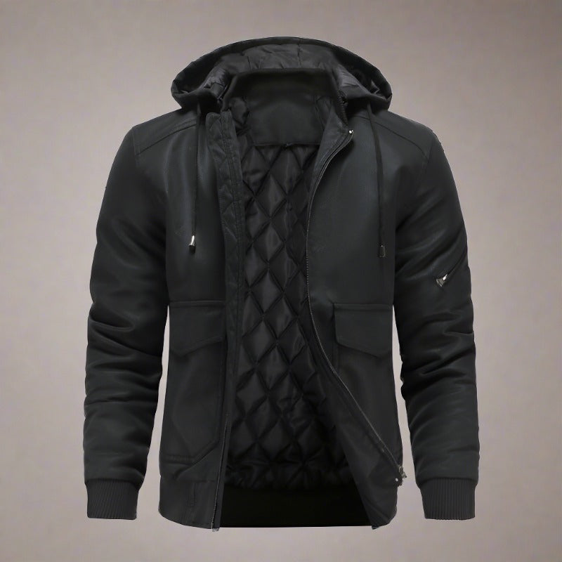 Liam – Lederjacke mit Kapuze