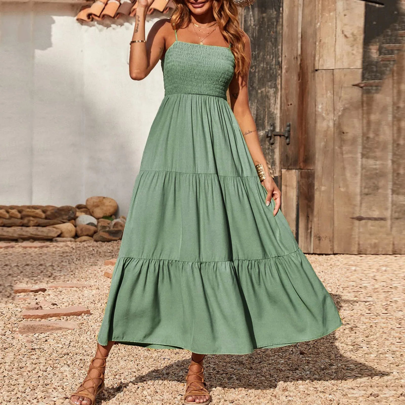 Lillymoda | Charlee - Gesmoktes Maxikleid im Lagenlook