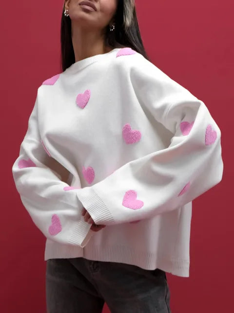 Lillymoda | Emmalyn - Gesticktes Herz Pullover Gestrickt