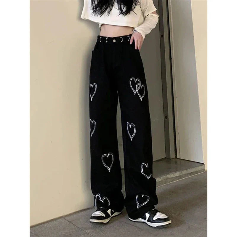 Courtney - Lässige High-Waist-Jeans mit Herzmuster