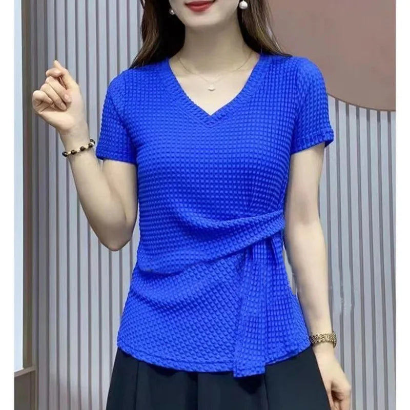 Ilene - Modische Asymmetrische Bluse in Unifarben