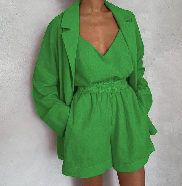 Lillymoda | Ailani - Elegantes Streetswear Set [Oberteil, Strickjacke+Shorts]