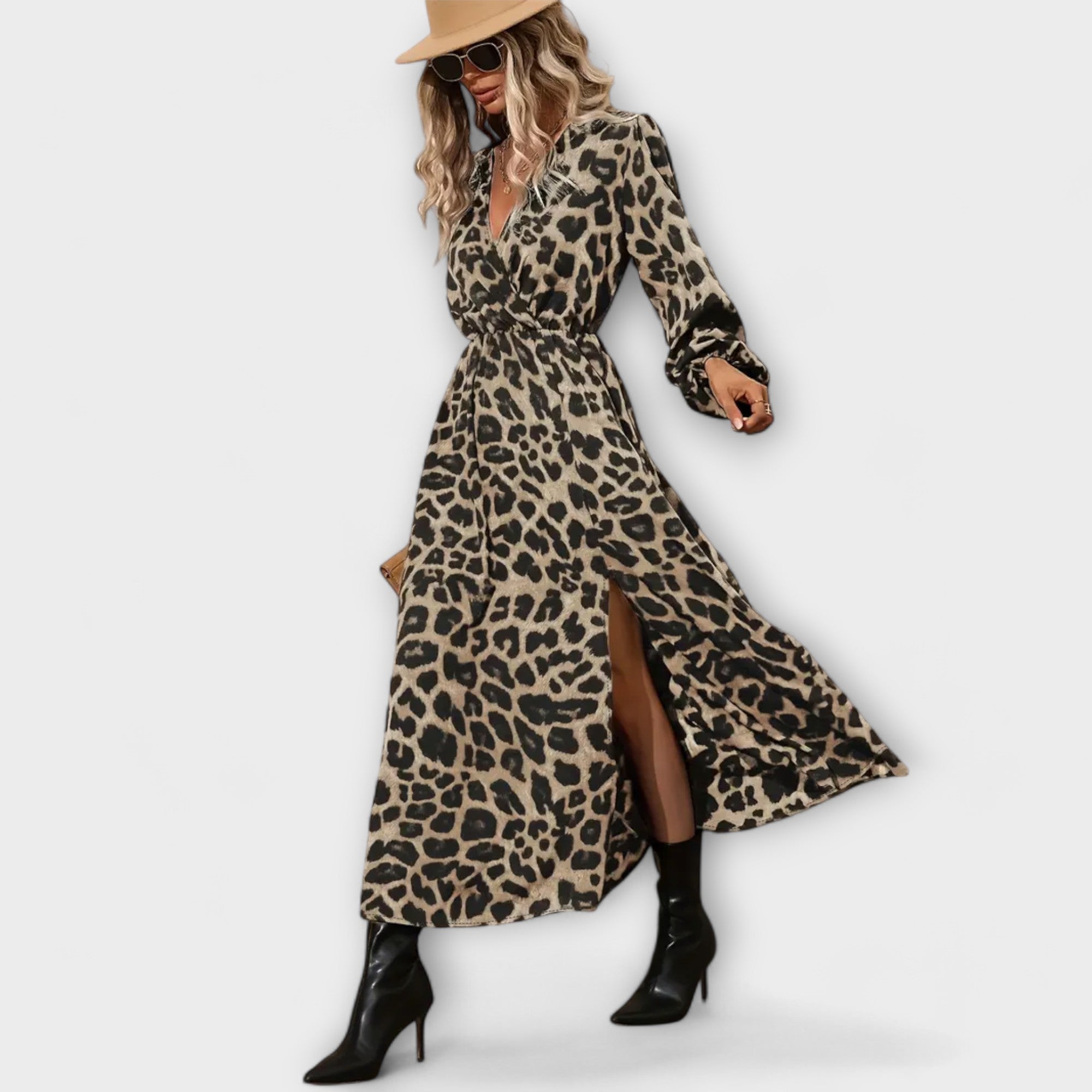 Leopardenmuster Midikleid mit Frühlingsflair – Lisa