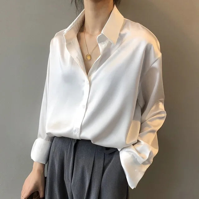 Lillymoda | Emily - Lässige, lockere Satinbluse