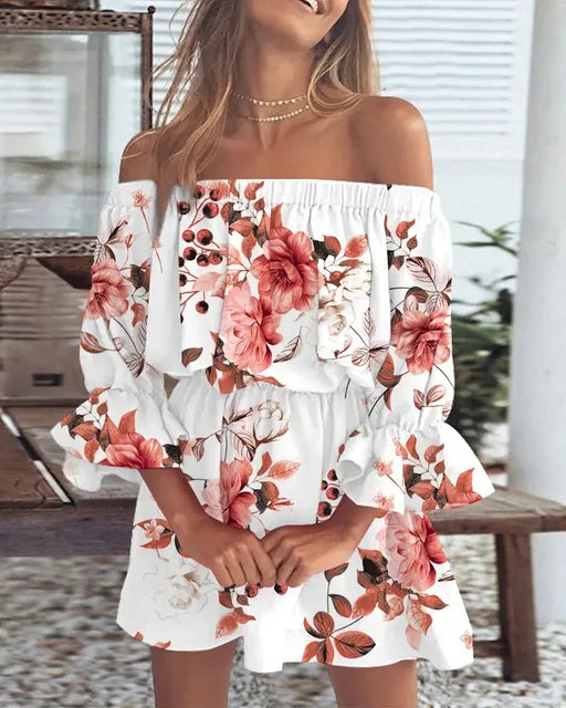 Lillymoda | Delilah - Bedrucktes Sommerkleid mit freien Schultern