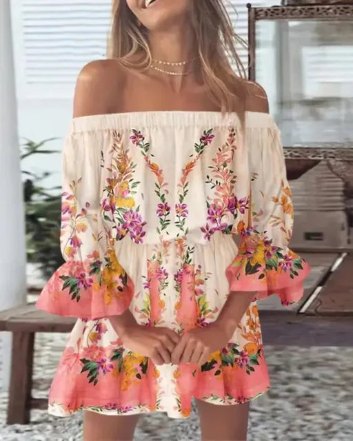 Lillymoda | Delilah - Bedrucktes Sommerkleid mit freien Schultern