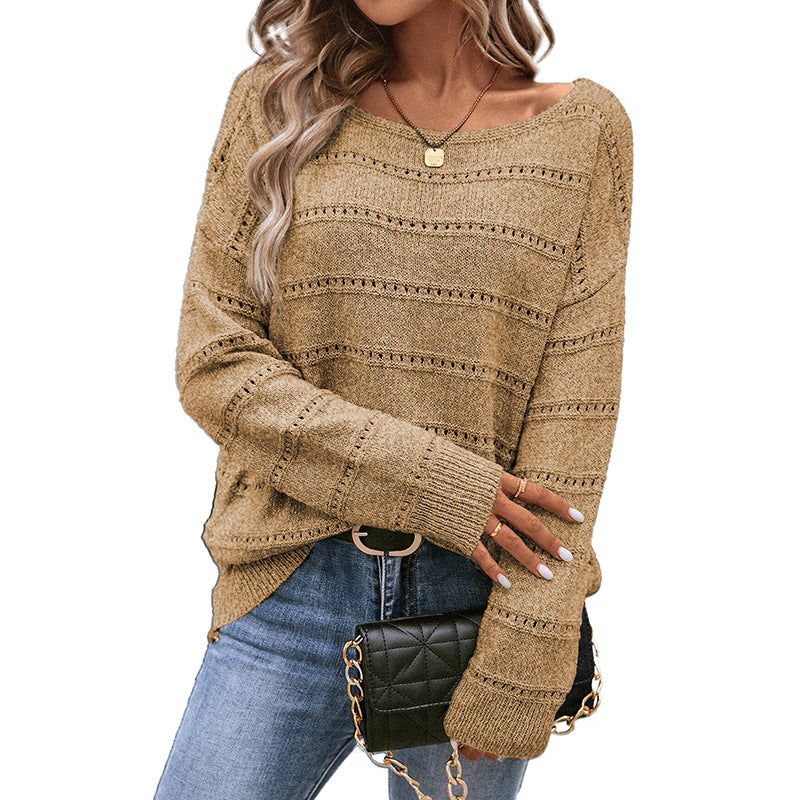 Schulterfreier Pullover – Lässiger Strickpullover für Herbst und Winter 2024 - Athina