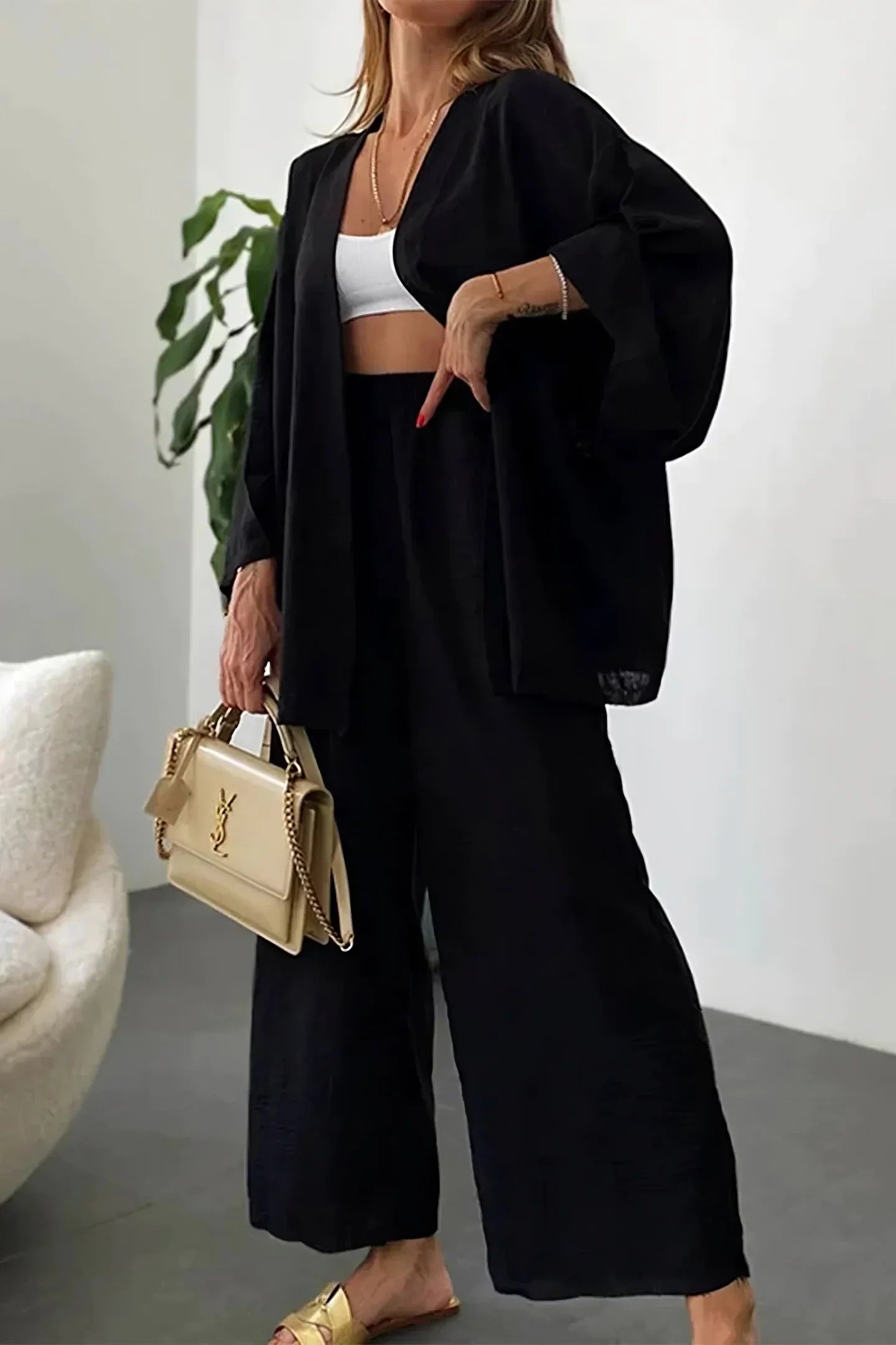 Lillymoda | Graciela - Stylisches atmungsaktives Set [Strickjacke+Hose]