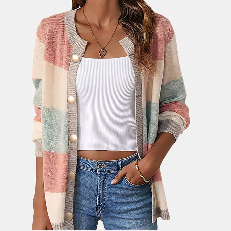Sheryle | Damen Warme Lässiger Strickjacke | Knopf Daunen
