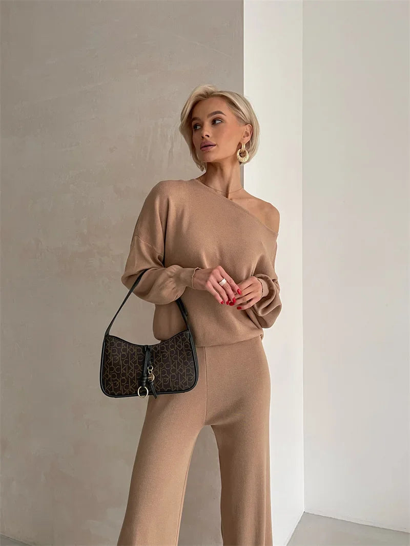 Lillymoda | Hazel - Ein-Schulter-Strickset [Pullover+Hose]