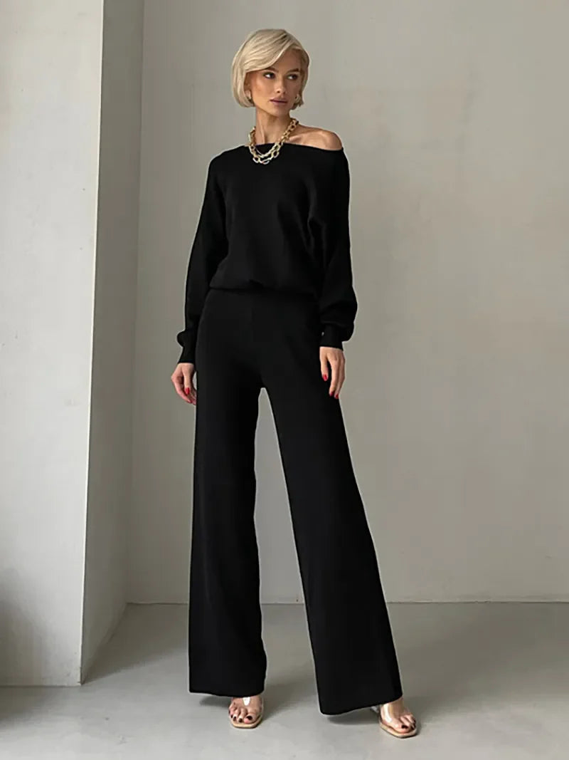 Lillymoda | Hazel - Ein-Schulter-Strickset [Pullover+Hose]