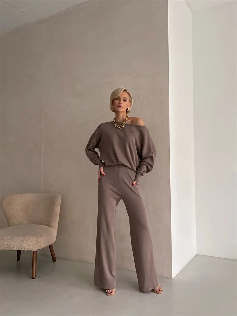 Lillymoda | Hazel - Ein-Schulter-Strickset [Pullover+Hose]