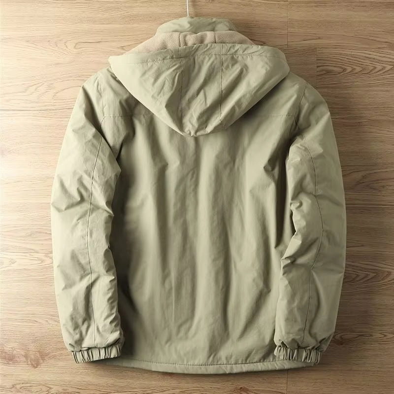 Parka-Jacke – mit Kapuze – mit Fleece gefüttert – Outdoor-Jacke – Winterjacke für Herren